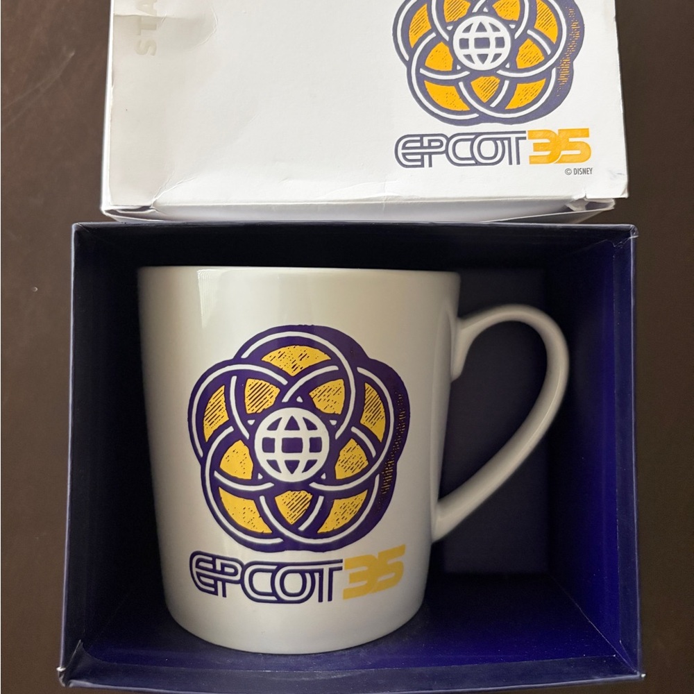 Starbucks Disney World EPCOT 35th Anniversary White Ceramic Mug 18 FL Oz